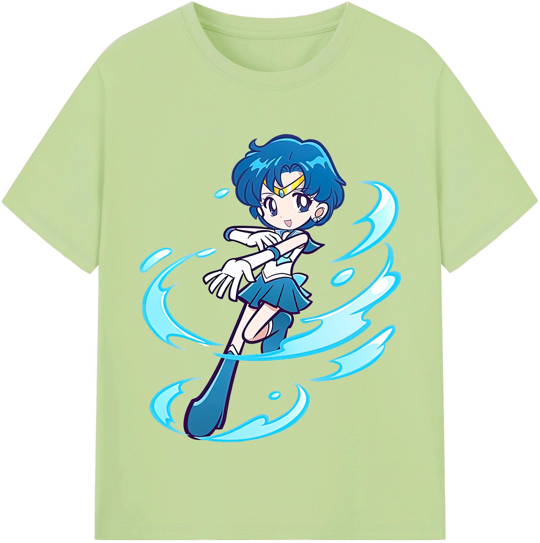 （画像用） 美少女戦士セーラームーン 水野 亜美 みずの あみ Sailor Moon Mizuno Ami 綿100％半袖Tシャツ（フロントプリント）
